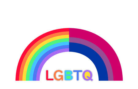 A rainbow made in the symbol colors of LGBTQ, pansexual and omnisexual.Background-landscape. Transparent background of the vector.のイラスト素材