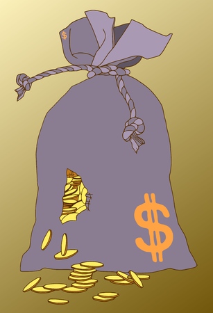 dollar bag hand-drawn on gold backgroundのイラスト素材