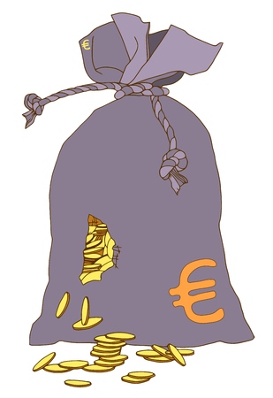 euro bag hand-drawn on a white backgroundのイラスト素材