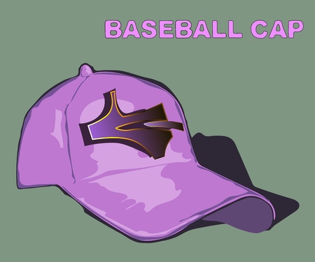 hand drawn purple baseball cap with a design signの写真素材