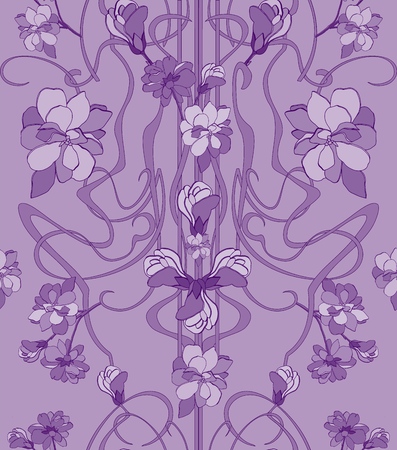 hand drawn vector seamless pattern in art Nouveau style.の写真素材