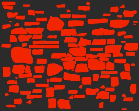 Hand-drawn set of arrangement for stone walls. Exact composition .Stone Wall Background. Vector illustrationのイラスト素材