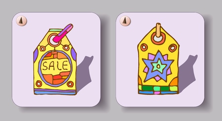 hand-drawn icons ,  color sketch retroのイラスト素材