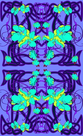 hand drawn vector seamless pattern in art Nouveau style.のイラスト素材