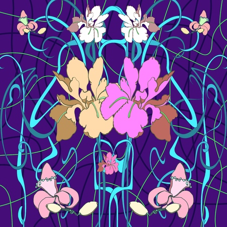 hand drawn vector pattern in art Nouveau style.のイラスト素材