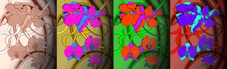 Set of four  patterns in art Nouveau style.Vector illustration.のイラスト素材