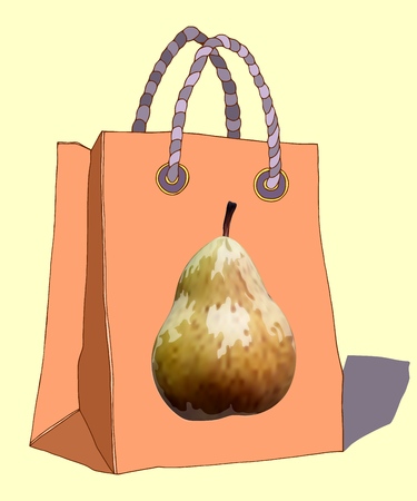 Hand drawn paper colorful gift bag with illustration.の写真素材