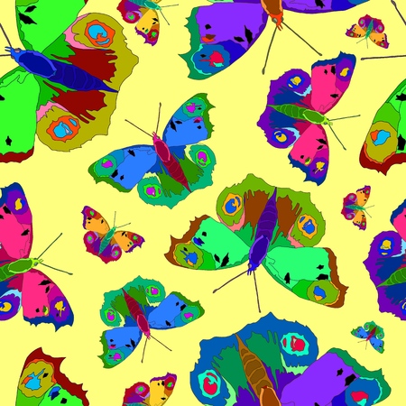 Illustration of colorful butterflies on a nice color background.のイラスト素材