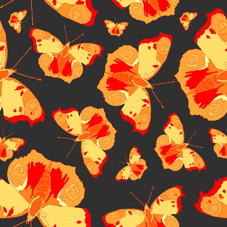 Illustration of colorful butterflies on a nice color background.のイラスト素材