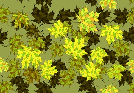 Hand drawn autumn background with beautiful leaves . Seamless pattern. Vector background.のイラスト素材