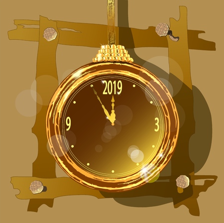 Gold watch on an unusual decorative background.のイラスト素材