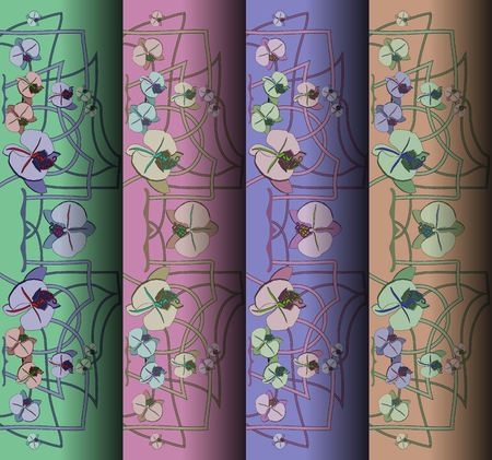 Set of four  patterns in art Nouveau style.Vector illustration.のイラスト素材