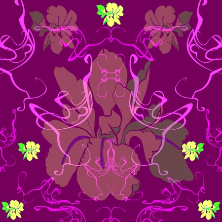 hand drawn vector  pattern in art Nouveau style.のイラスト素材