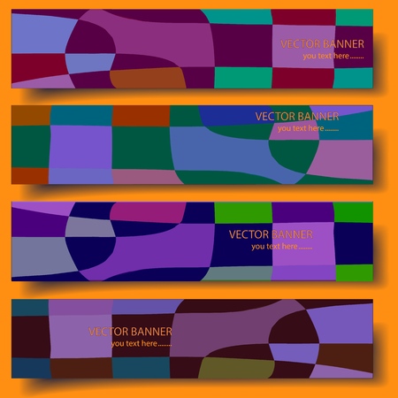 Four 3D vector  banners with hand-drawn abstract background.のイラスト素材