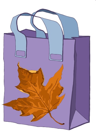 Hand drawn paper colorful gift bag with illustration. The image pleases the eye and gives a festive packaging.のイラスト素材