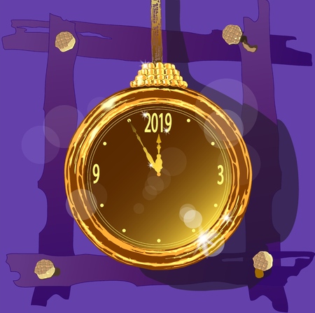 Gold watch on an unusual decorative background.のイラスト素材