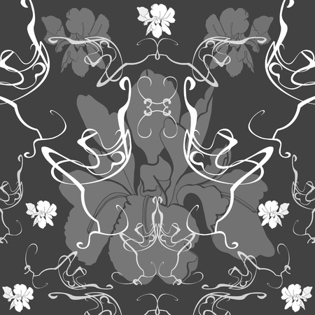 hand drawn vector  pattern in art Nouveau style.のイラスト素材