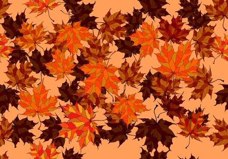 Hand drawn autumn background with beautiful leaves . Seamless pattern. Vector background.のイラスト素材