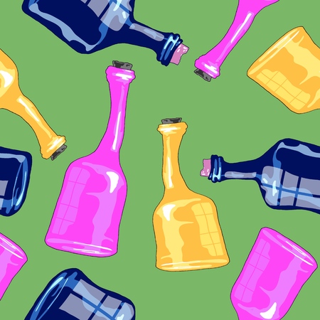 Hand drawn background of glass bottles.のイラスト素材