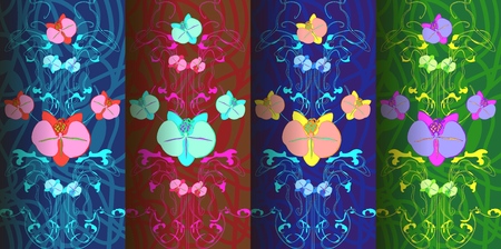 Set of four  patterns in art Nouveau style. illustration.のイラスト素材