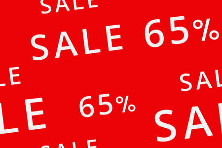 sale. white inscription on a red background. 65 percentの写真素材