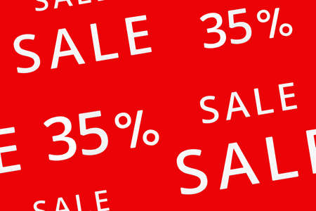 35 percent. sale. with words and numbers on a red backgroundの写真素材
