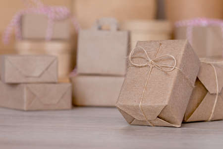 large box on the background of boxesの写真素材
