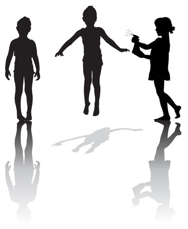 Silhouette of small girlsのイラスト素材