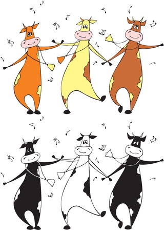 Dancing cowsのイラスト素材