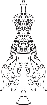 Elegant dummy with floral ornamentのイラスト素材