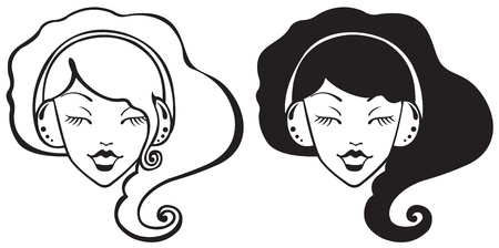 Pretty girl in headphonesのイラスト素材