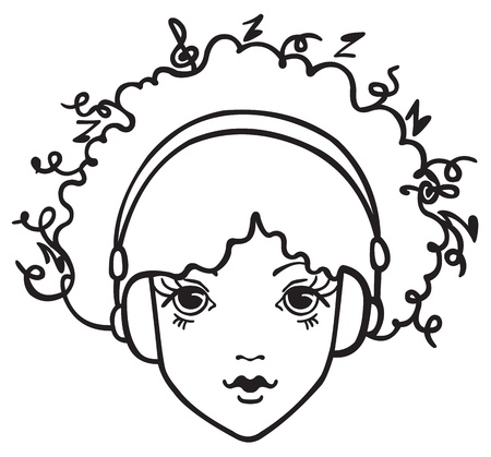 Girl listening to musicのイラスト素材