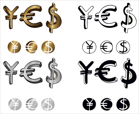 Set of Euro Dollars Yen signs のイラスト素材