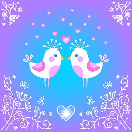 Cute birds falling in love  Vector illustration のイラスト素材