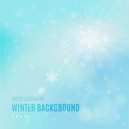 Abstract blue winter background with snowflakesのイラスト素材