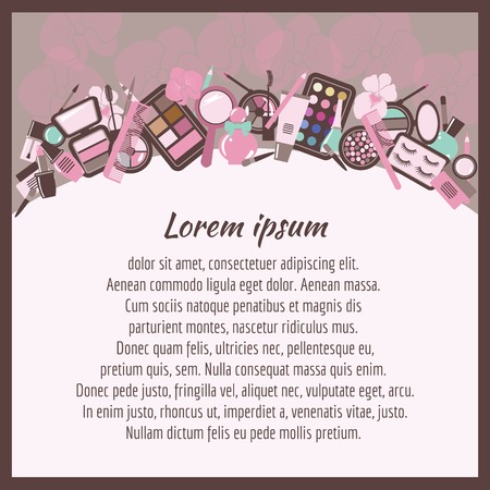 Frame made of cosmetics  Makeup vector illustrationのイラスト素材