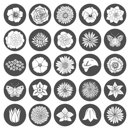 Set of abstract flat flowers. Vector illustrationのイラスト素材