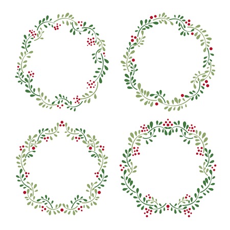 Set of floral frames on white background. Vector illustrationのイラスト素材
