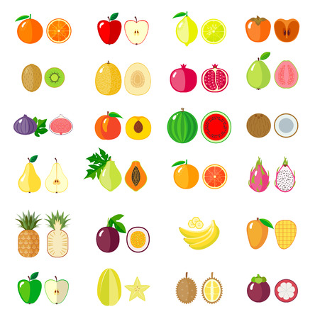 Set of fruit icons. Isolated objects.  Modern flat design.  Vector illustrationのイラスト素材