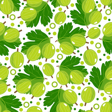 Seamless pattern with gooseberry. Design for paper, textile or wallpaper. Berries on white background. Vector illustrationのイラスト素材