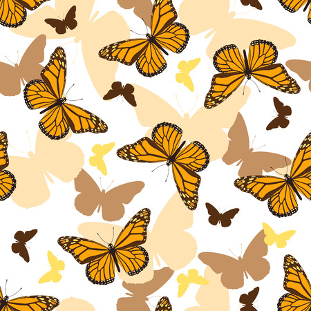Abstract butterflies seamless pattern on white background. Blue butterflies, Vector illustrationのイラスト素材