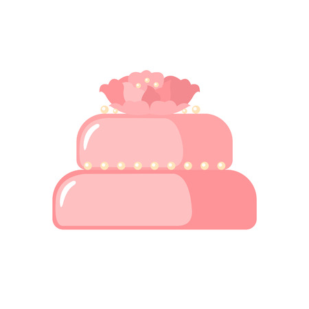 Cake icon in flat style isolated on white background. Vector illustrationのイラスト素材