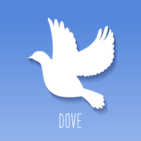 Dove Icon on blue background. Pigeon silhouette. Vector illustration.のイラスト素材