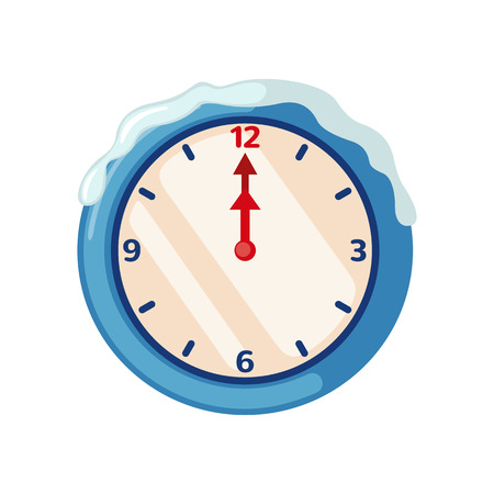 Christmas clock icon in flat style isolated on white background. Vector illustration.のイラスト素材