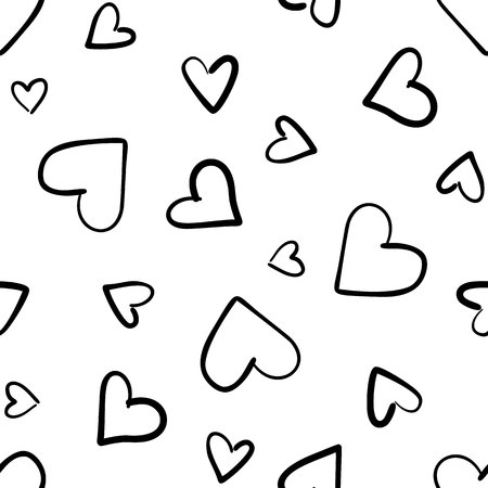 Hand drawn seamless pattern isolated on white. Endless vector primitive background with black...