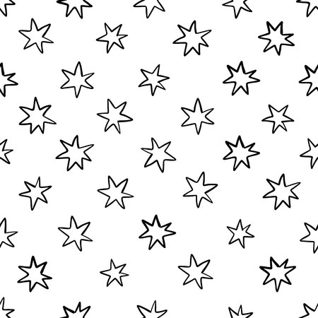 Hand drawn seamless pattern with stars isolated on white.のイラスト素材