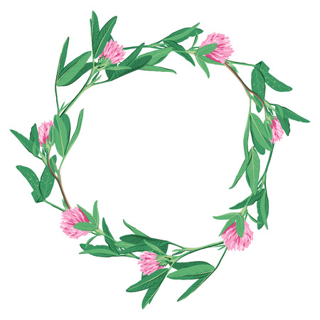 Floral wreath with clover isolated on whiteのイラスト素材
