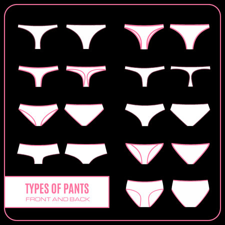 Set of woman panties icons in flat style.のイラスト素材