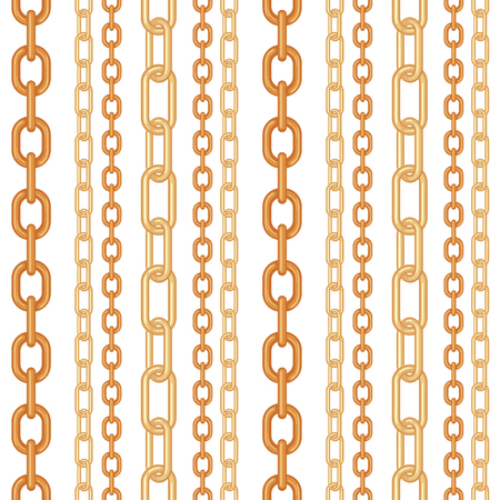 Gold Chain jewelry seamless pattern isolated on white background. Design element for textile, fabric, wallpaper or etc. Vector Illustration.のイラスト素材