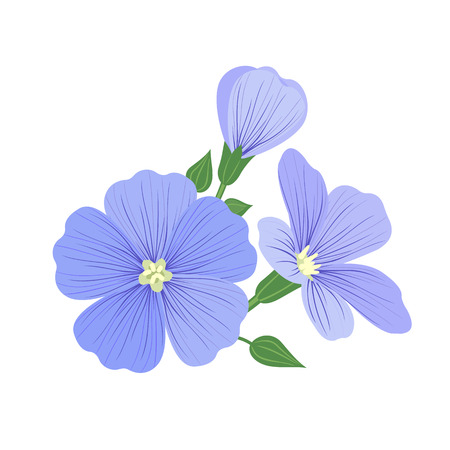 Flax flower icon with seeds in flat style isolated on white background. Superfood flax medical herb. Vector illustration.のイラスト素材